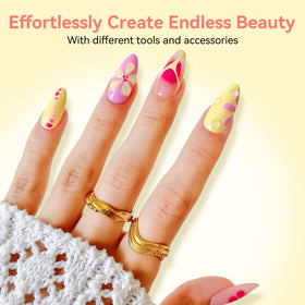 Makartt marble nail design close-up showing vibrant blended color benefit