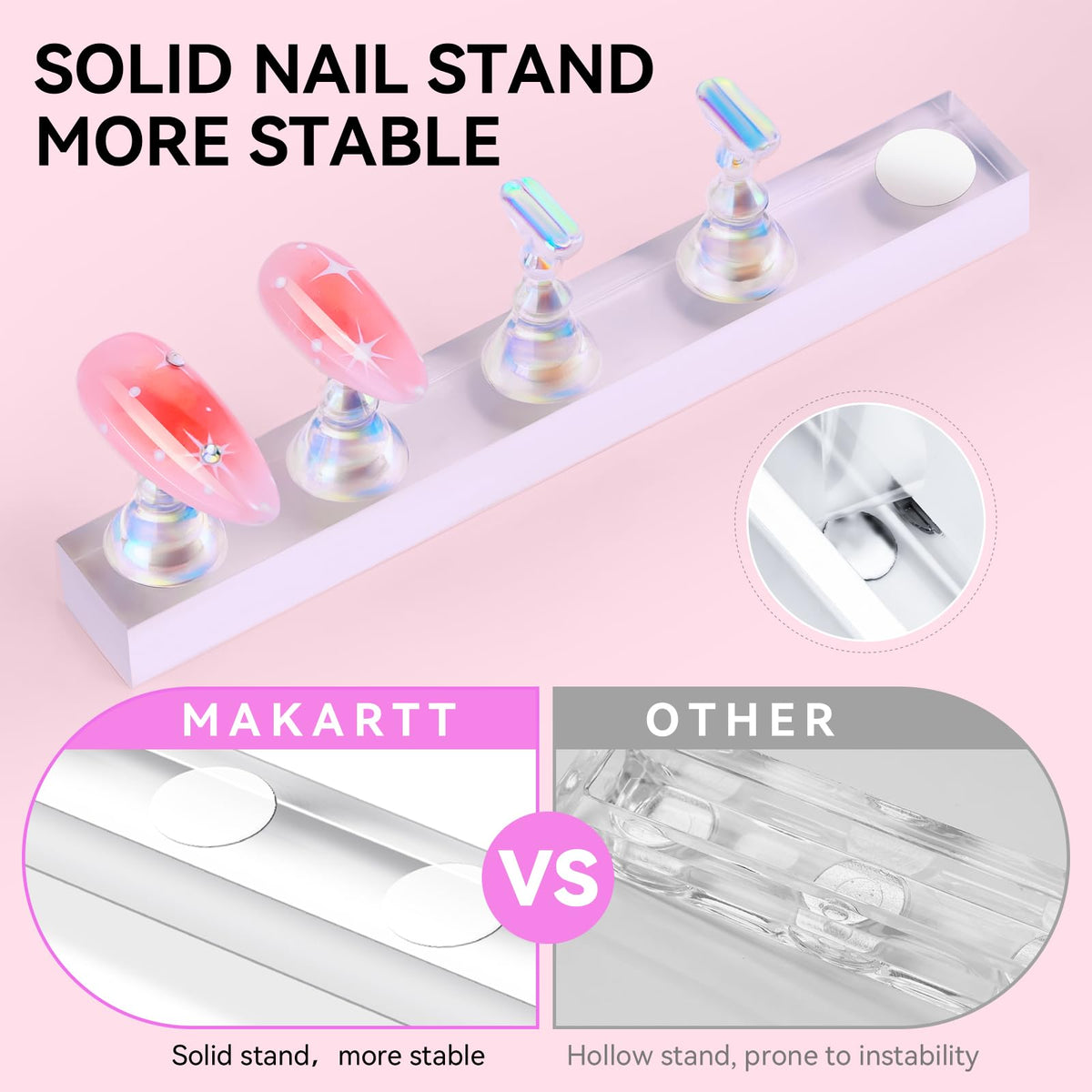 Makartt nail art brush in use on a mounted tip for precise lines and dots