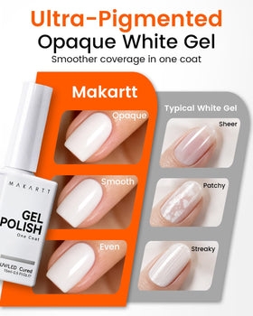 Makartt nail art detail with white gel highlighting fine-detail performance and crisp finish