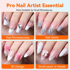 Makartt applied gems on nail showing secure small decorations