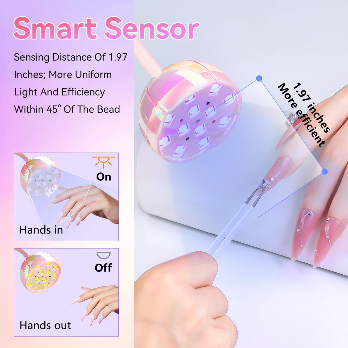 Makartt curing gel polish on nails in use, consistent shine and faster dry time