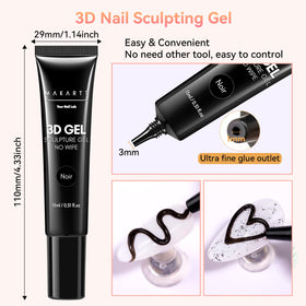 Makartt embossed 3D nail design in noir showing raised glossy decoration longevity