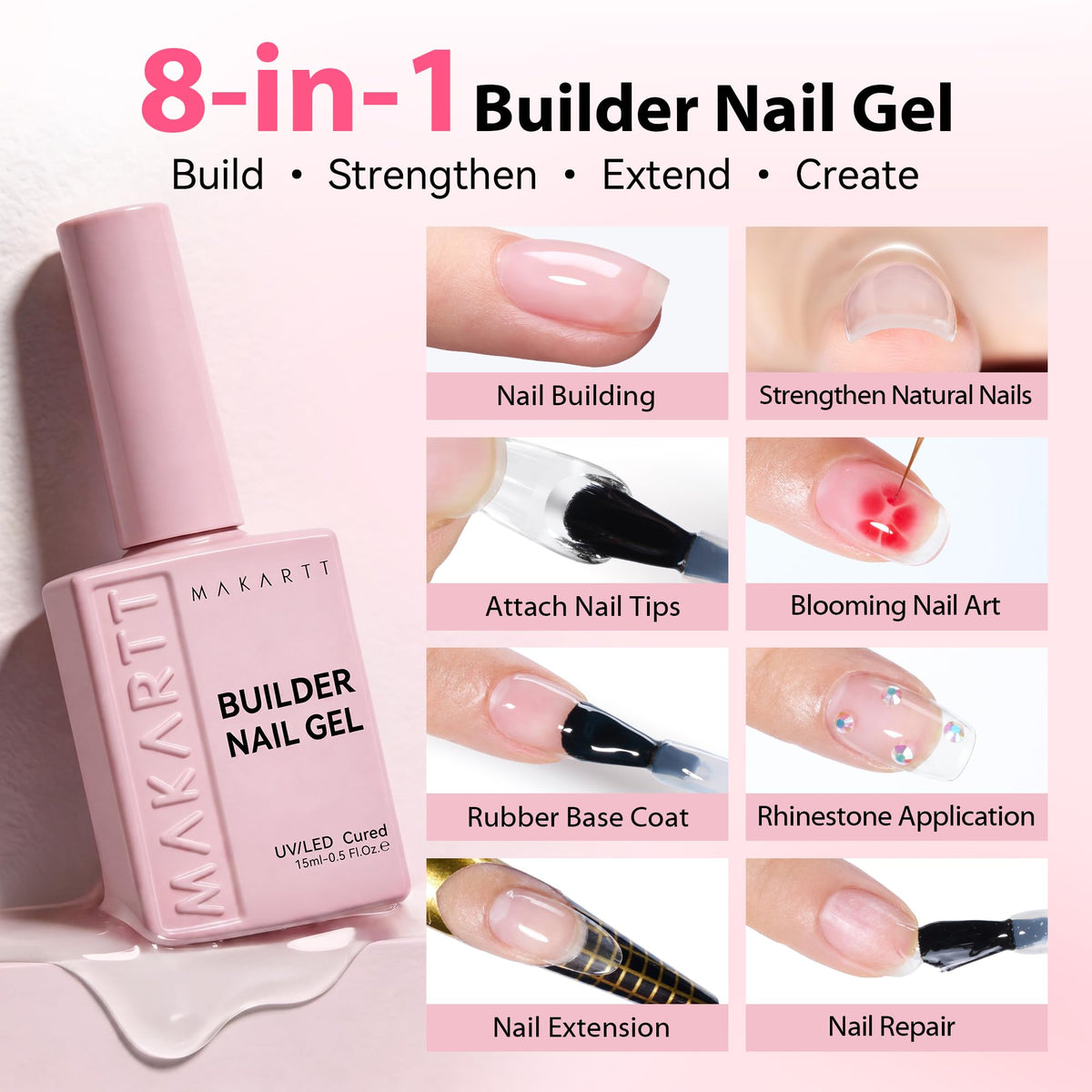 Makartt open bottle with brush applicator demonstrating easy application