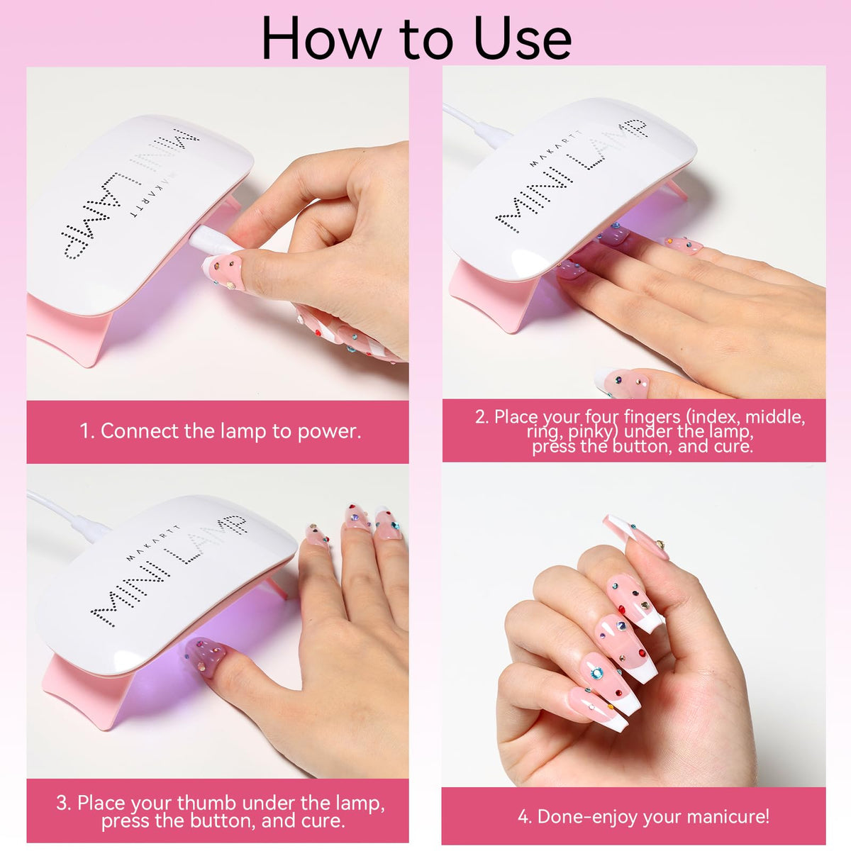 Makartt top view open with room for fingers indicating user-friendly nail positioning