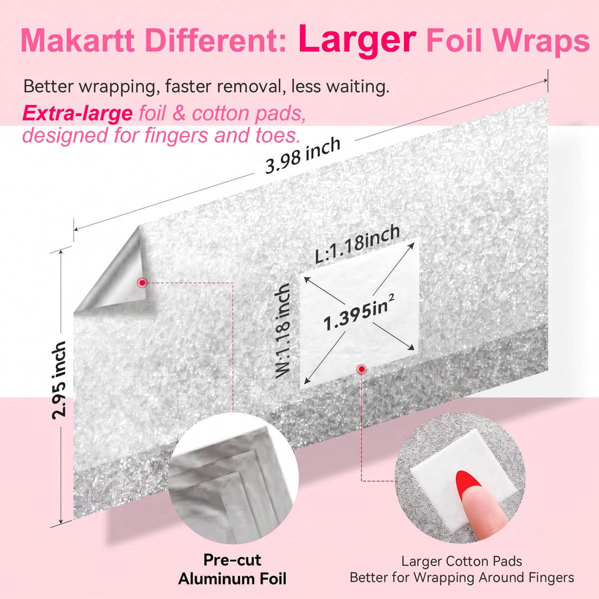 Makartt pre-attached lint-free cotton pad detail for cleaner acetone application