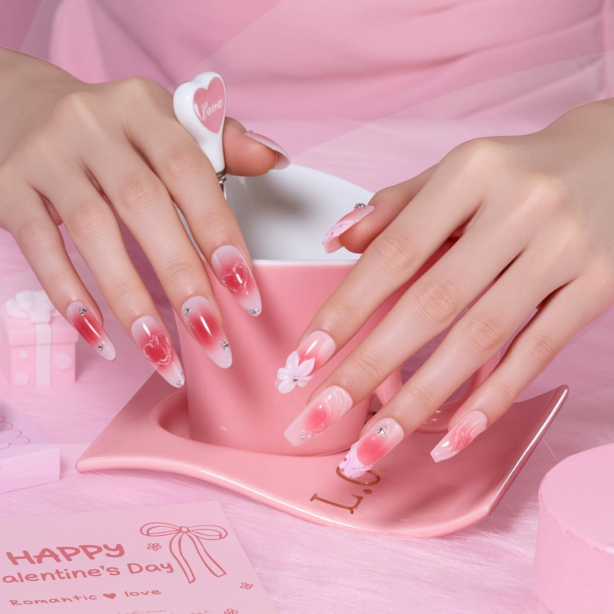 Nail technician pressing rhinestone onto nail with Makartt gel cured to secure gems reliably
