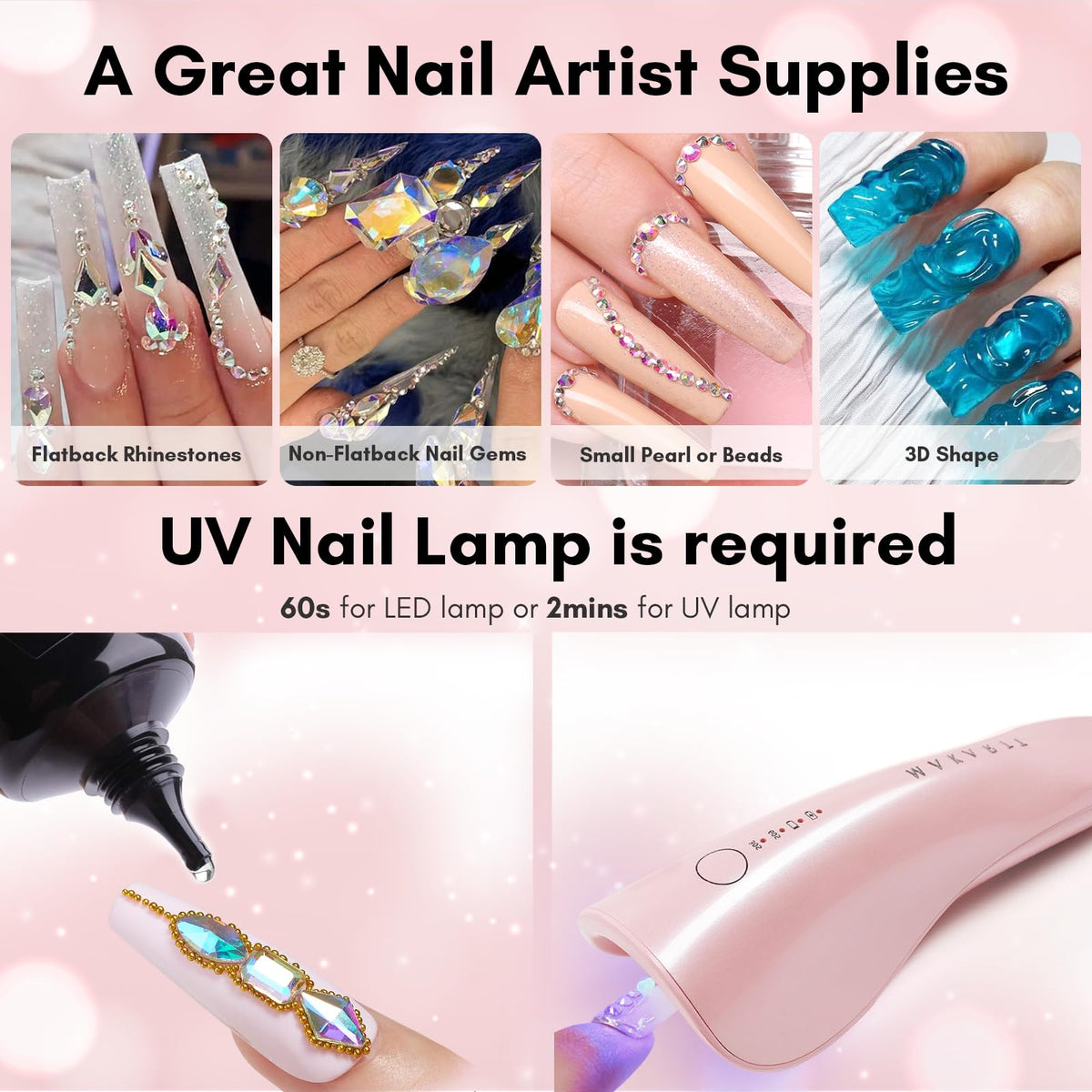 Makartt salon lifestyle shot with embellished nails showing finished decorative result
