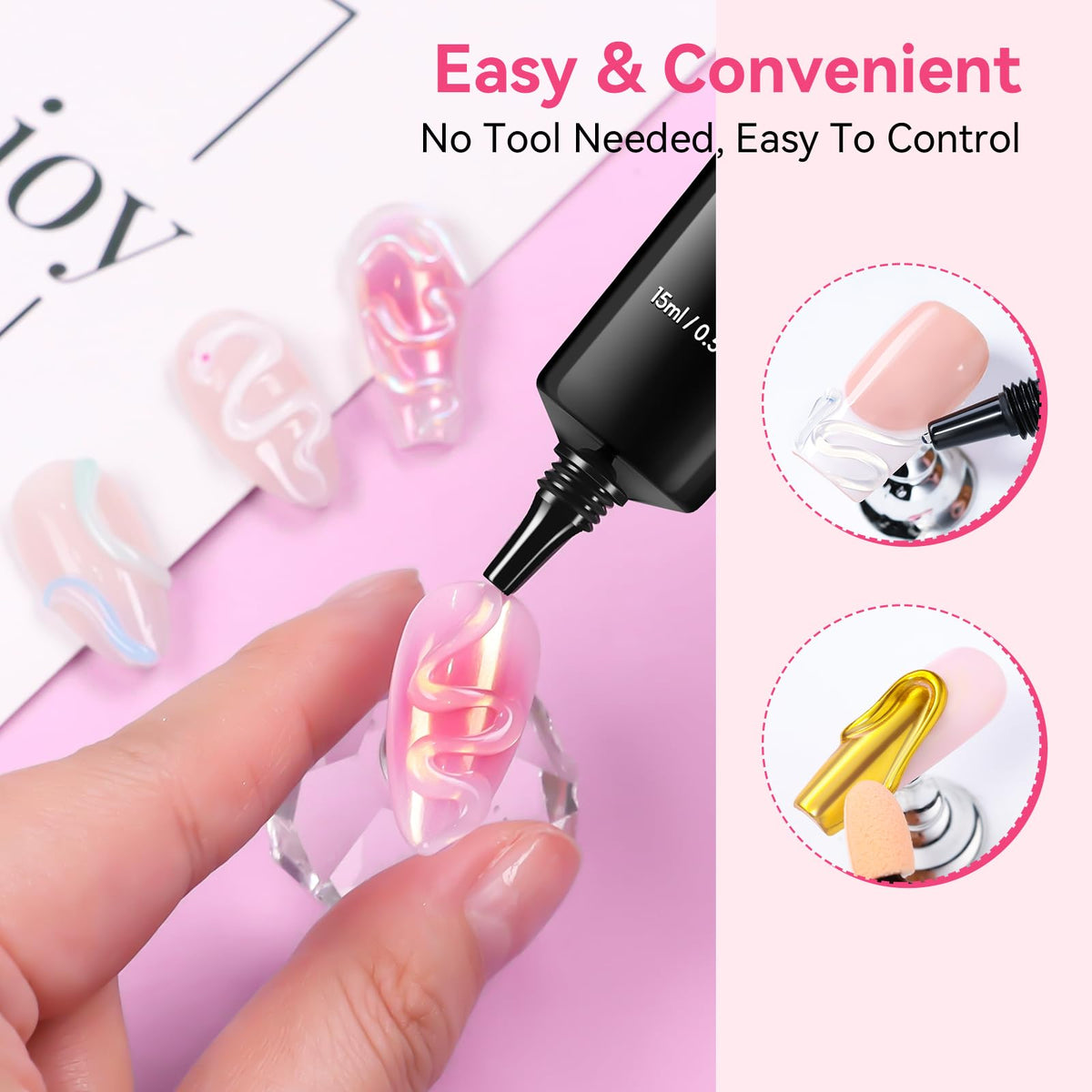 Makartt sculpted nail detail with raised 3D gel for textured artistry