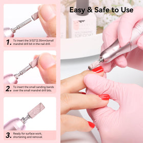 Makartt before and after shaping an acrylic nail demonstrating efficient material removal
