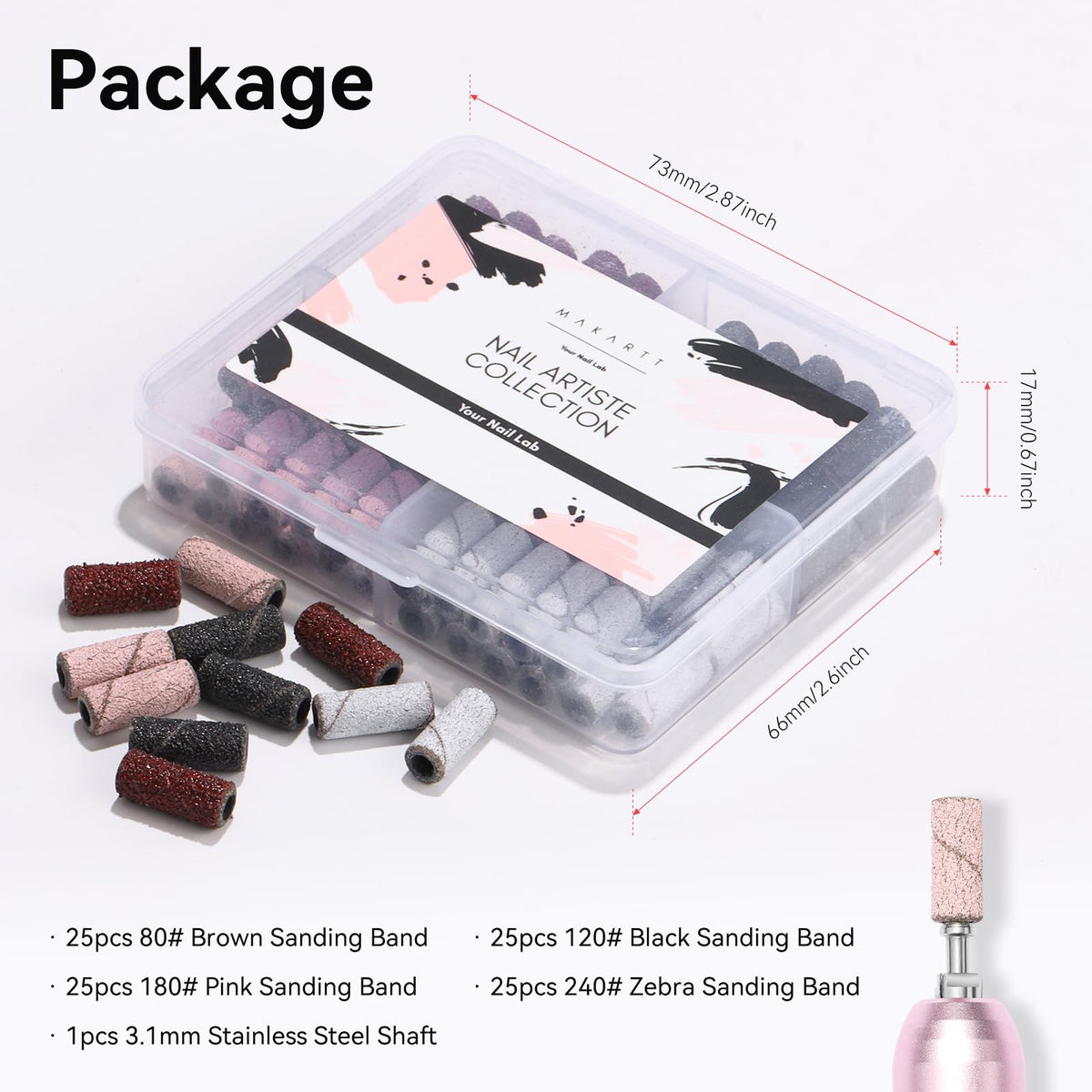 Makartt sanding band next to coin to show scale and portability for travel