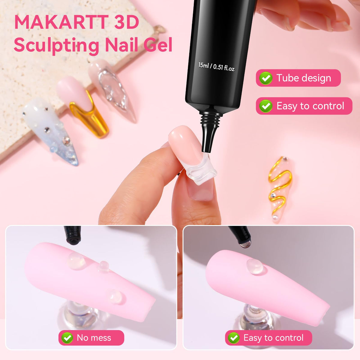 Makartt 15g sculpting gel tube next to coin showing accurate size