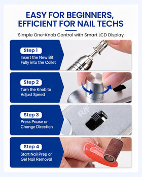 Makartt starter kit laid out with 6 drill bits and 6 sanding bands for immediate nail prep and removal