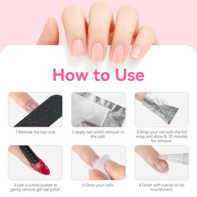 Makartt used wrap removed from nail showing softened polish residue