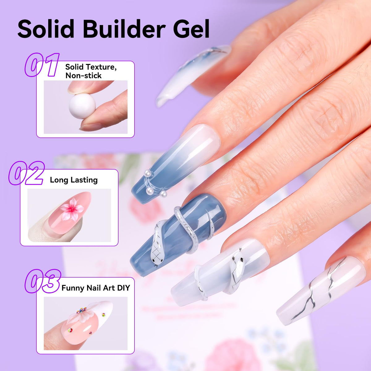 Makartt white 3D gel layered 3D floral design showcasing crisp detail