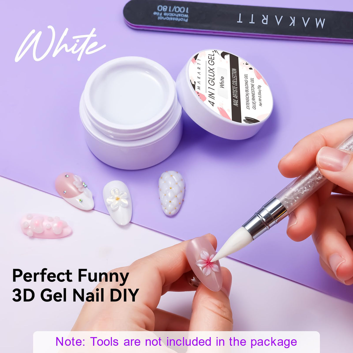 Makartt white 3D gel in salon setting showing professional finish benefits