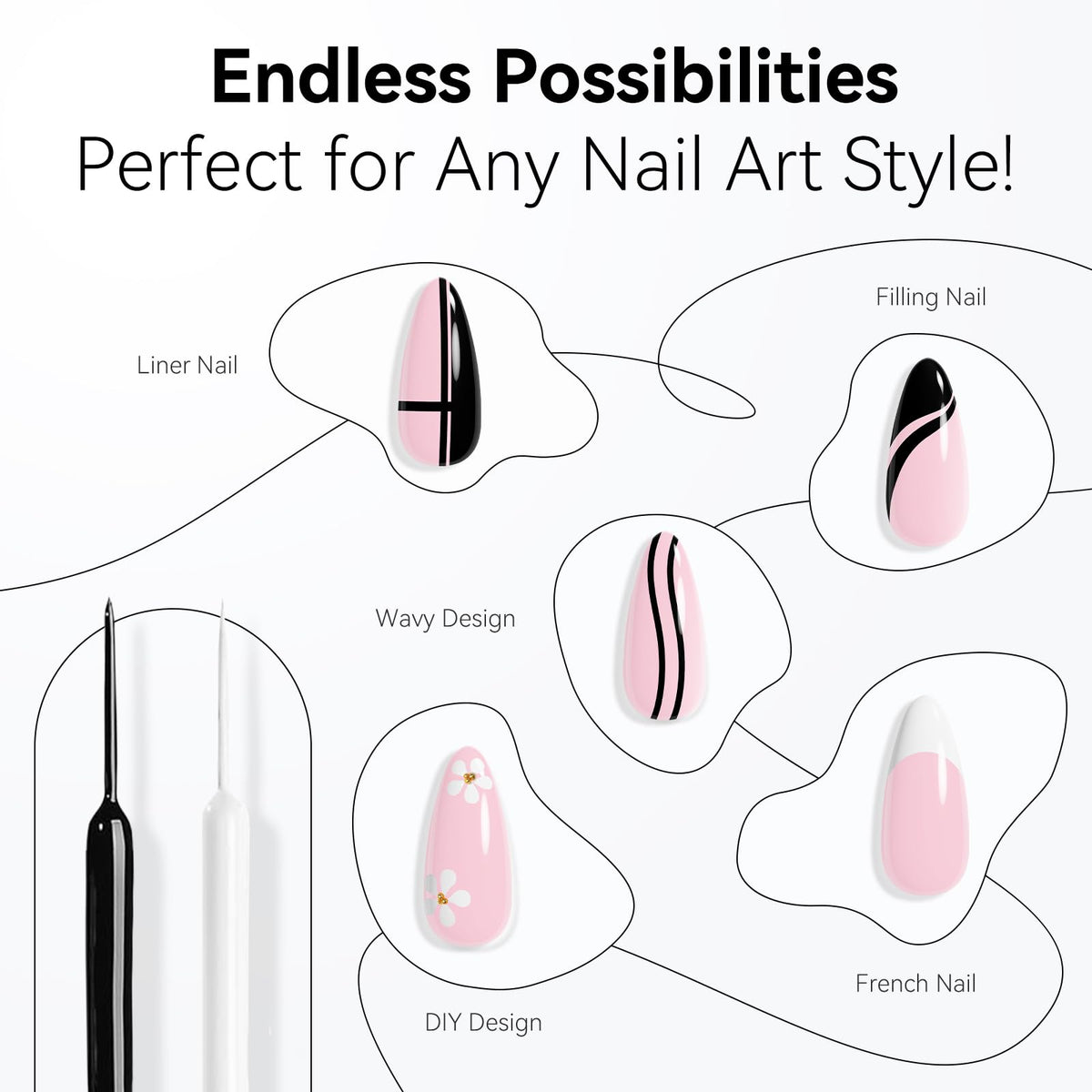 Makartt white gel liner creating a clean French tip finish