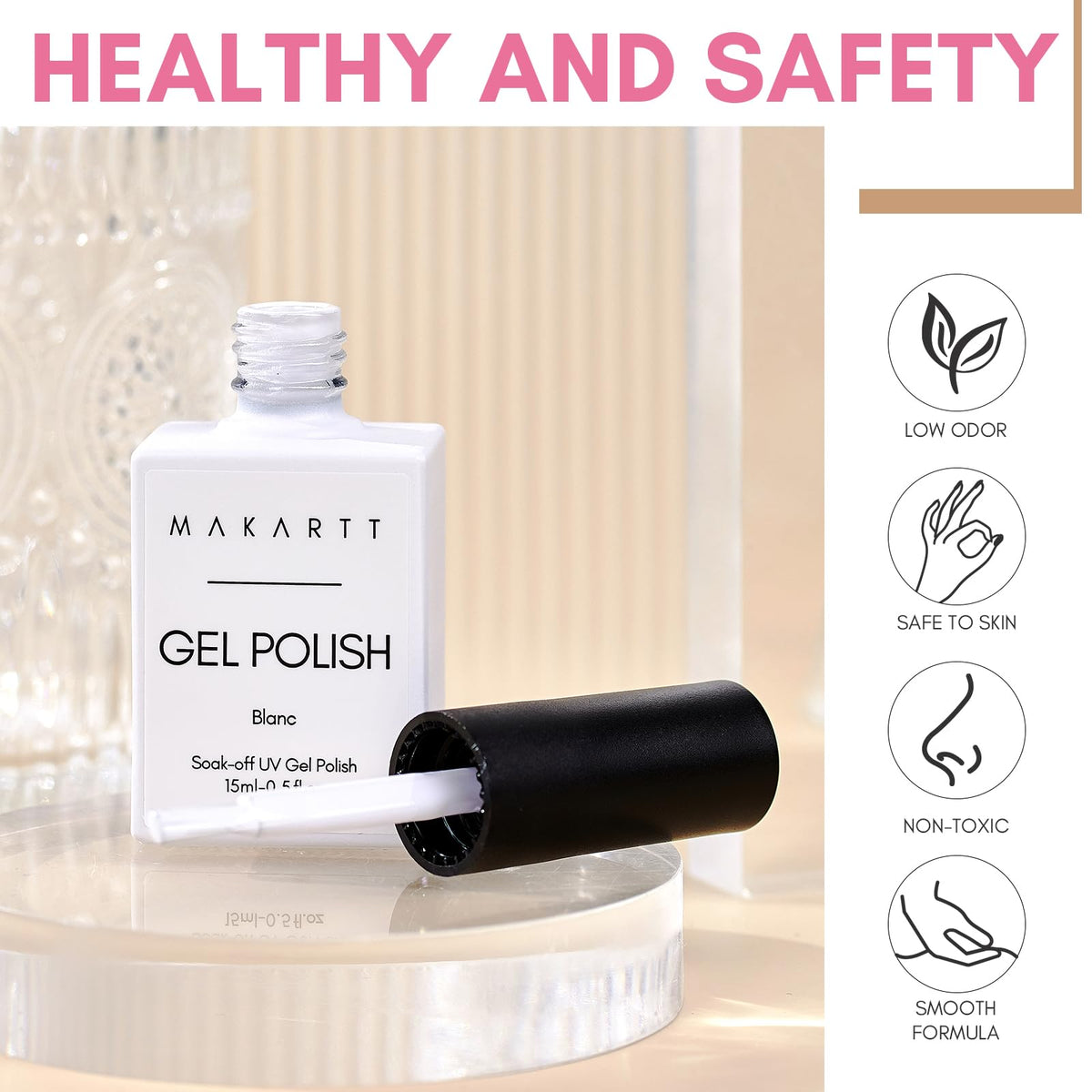 Makartt bottle next to ruler for scale showing 15ml size convenience
