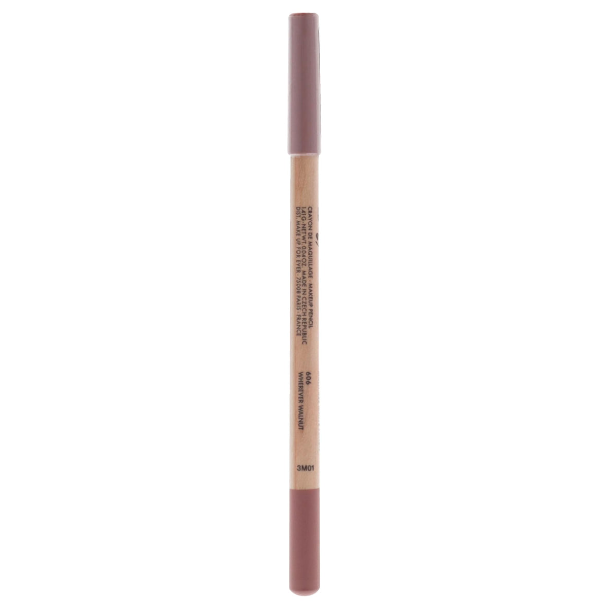 Make Up For Ever pencil in use on lips and eyes demonstrating versatile color payoff