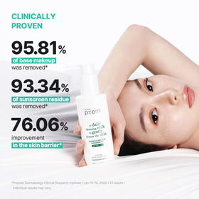 MAKE P:REM applying cleansing milk on face to gently remove makeup