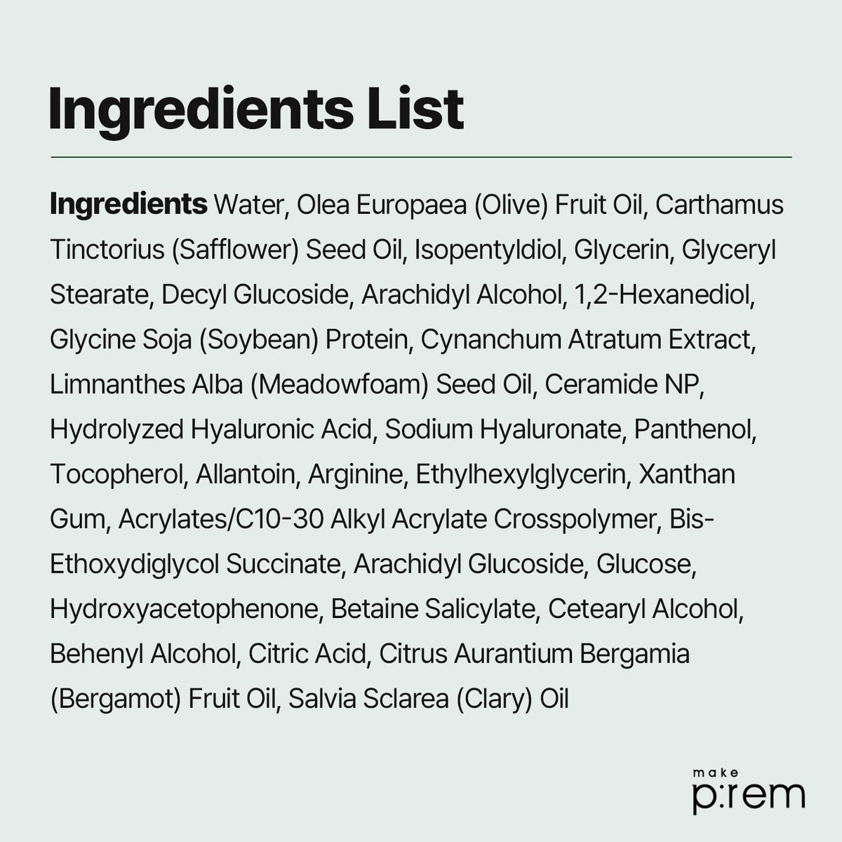 MAKE P:REM with meadowfoam seed oil graphic signaling long-lasting softness