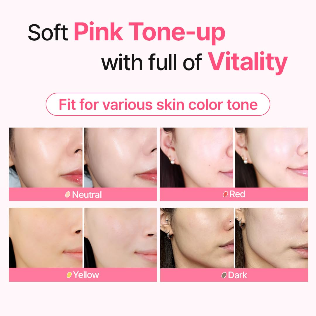 MAKE P:REM face before and after showing tone-up brightening benefit