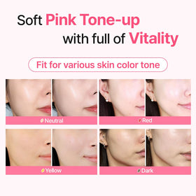 MAKE P:REM face before and after showing tone-up brightening benefit