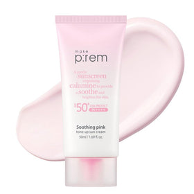 MAKE P:REM front packaging showing SPF 50 protection and compact design benefit
