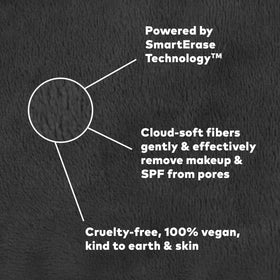 MakeUp Eraser long-fiber side shown for exfoliation and smoother skin finish