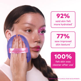 MakeUp Eraser held in hand to show compact size and convenient portability