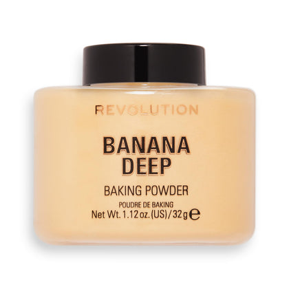 Makeup Revolution front packaging showing Banana Deep powder for long-lasting finish