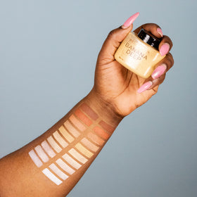 Makeup Revolution jar in a makeup bag suggesting everyday, vegan-friendly routine