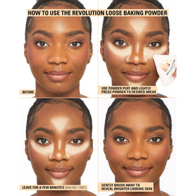 Makeup Revolution powder texture close-up highlighting silky, lightweight finish