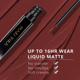 MAKI YIKA on lips during application showing matte finish and transfer resistance benefit