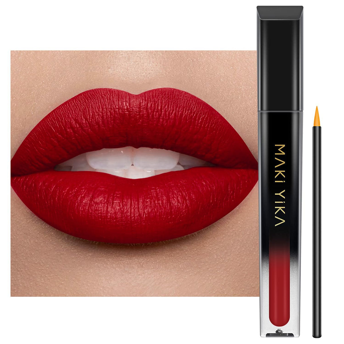 MAKI YIKA front packaging showing bold red color and matte finish benefit