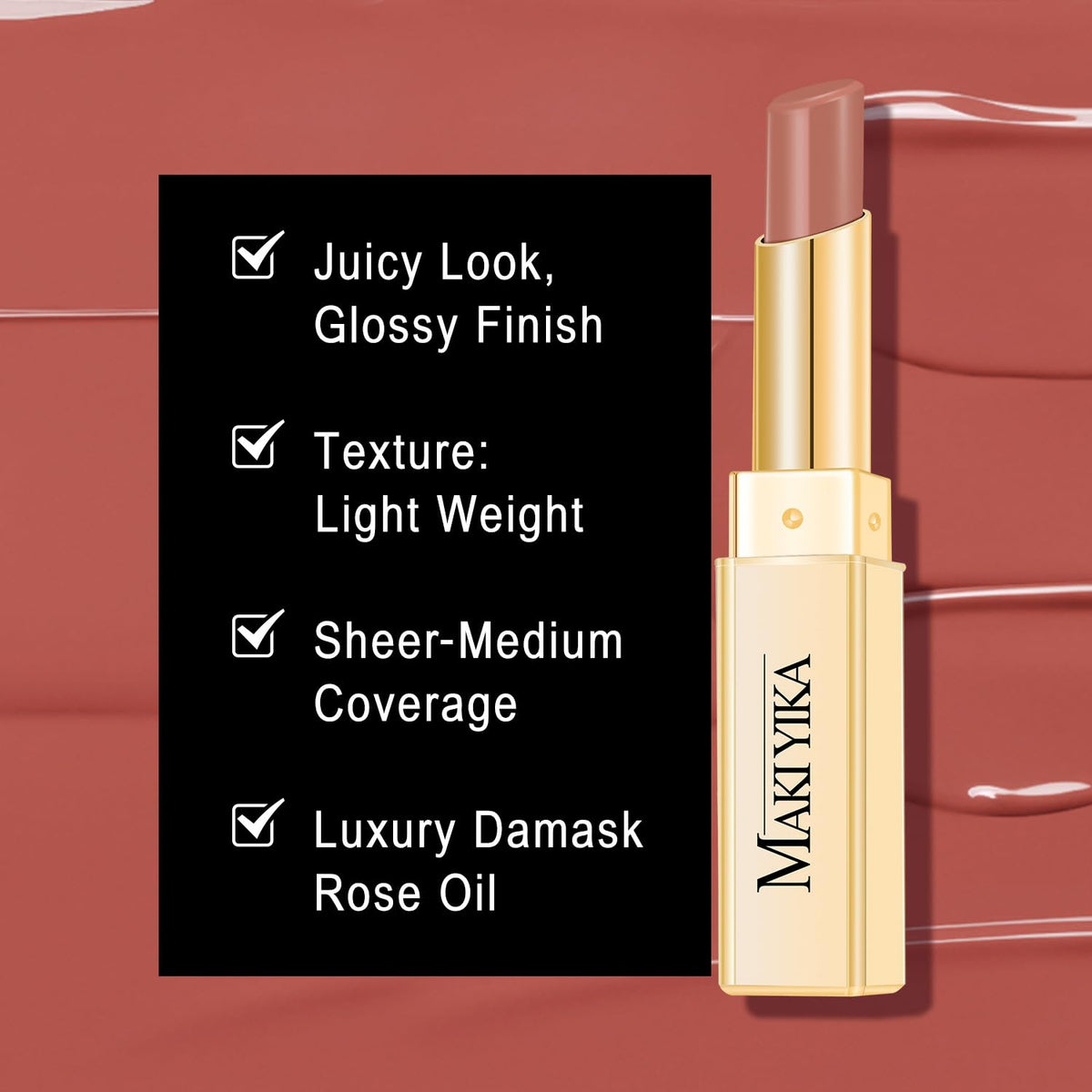 MAKI YIKA lipstick in hand showing size and easy handbag carry
