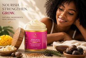 MAKOF BEAUTY applying butter to damp hair for hydration and reduced frizz