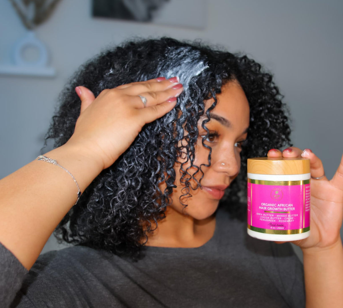 MAKOF BEAUTY locs sealed with butter showing moisture retention benefit