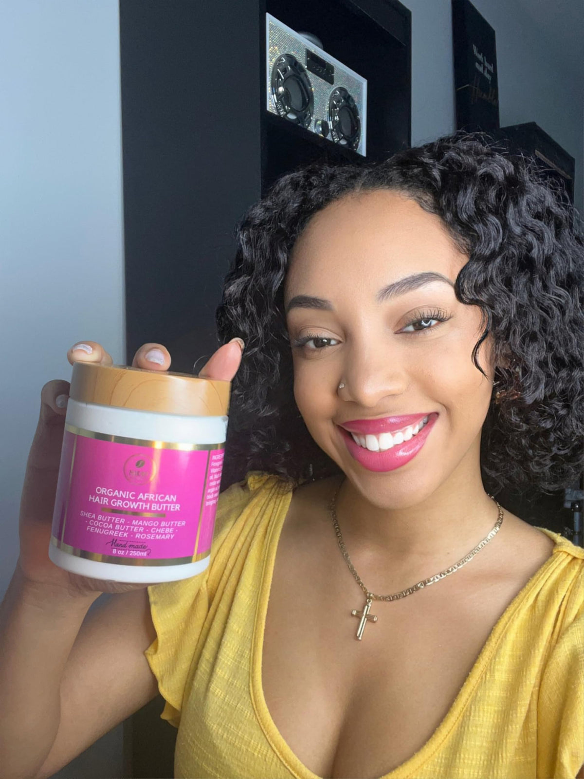 MAKOF BEAUTY twist-out curls defined and shiny after product use