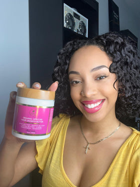 MAKOF BEAUTY twist-out curls defined and shiny after product use