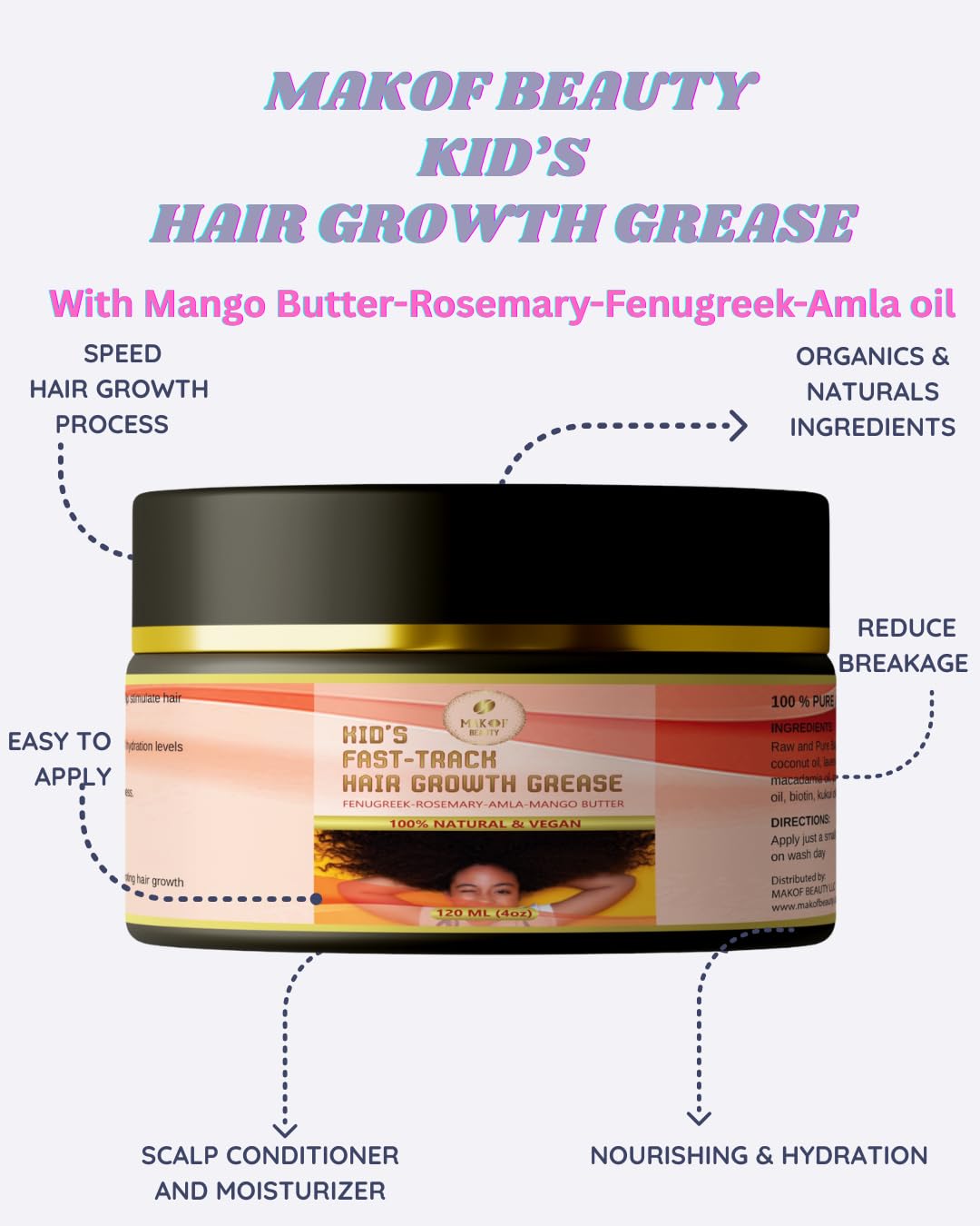 MAKOF BEAUTY scoop of mango butter emphasizing deep hydration and softness