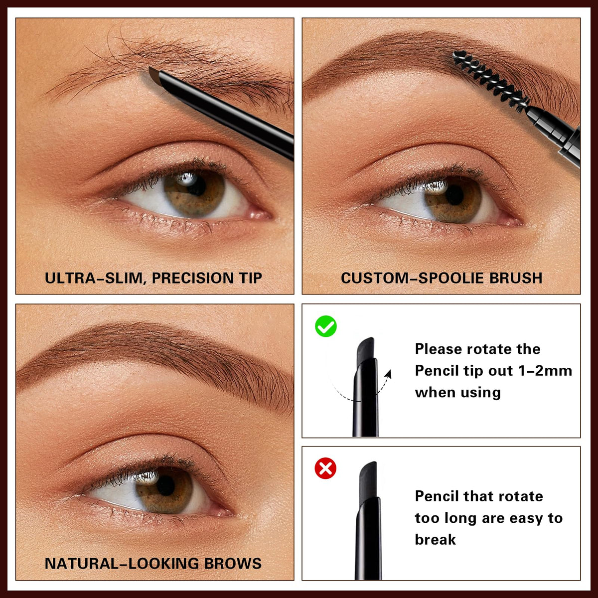 Maksure dual-ended pencil open to reveal tip and spoolie for all-in-one styling