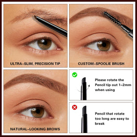 Maksure dual-ended pencil open to reveal tip and spoolie for all-in-one styling