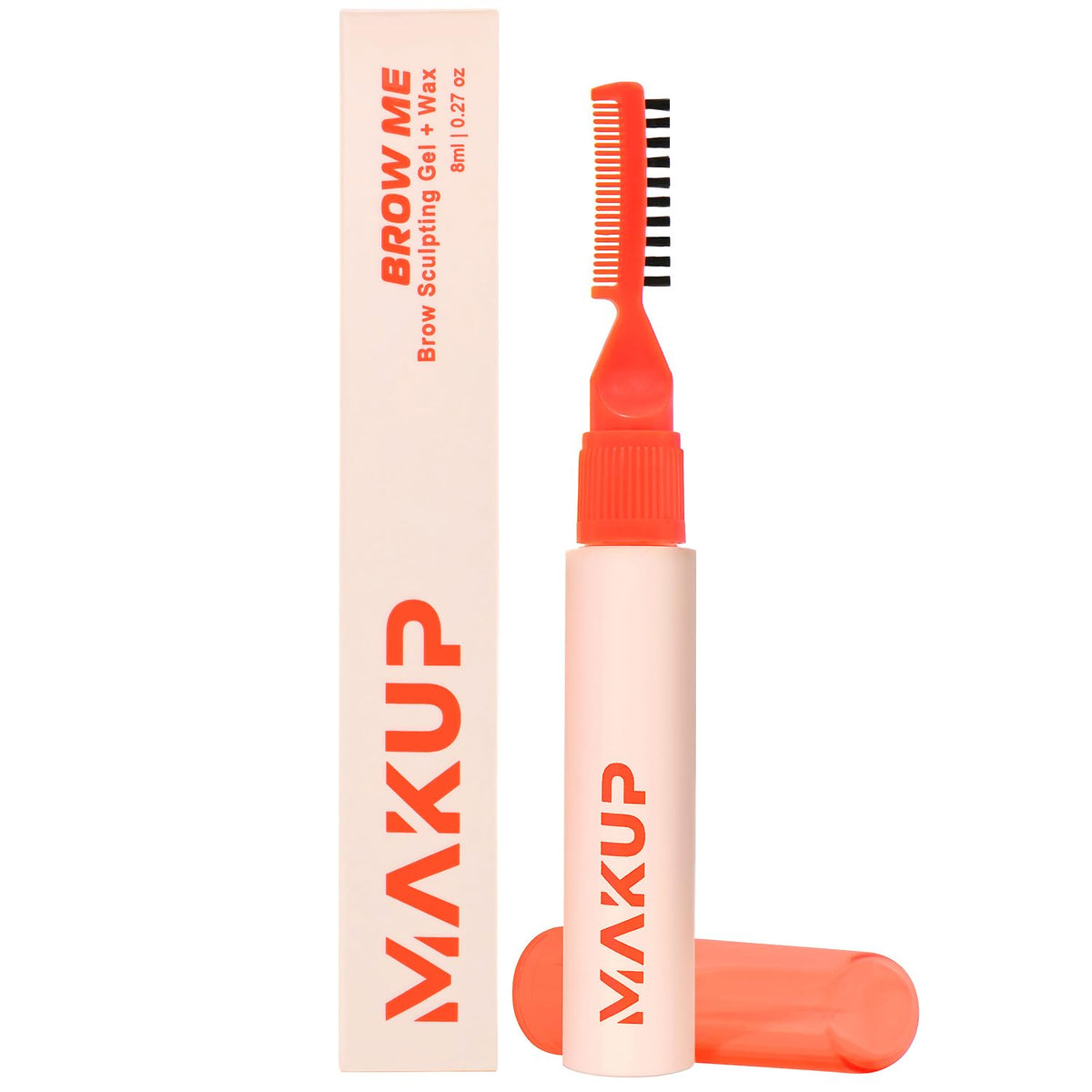 Makup Beauty Brow Me front packaging showing clear matte tube and label benefit hold