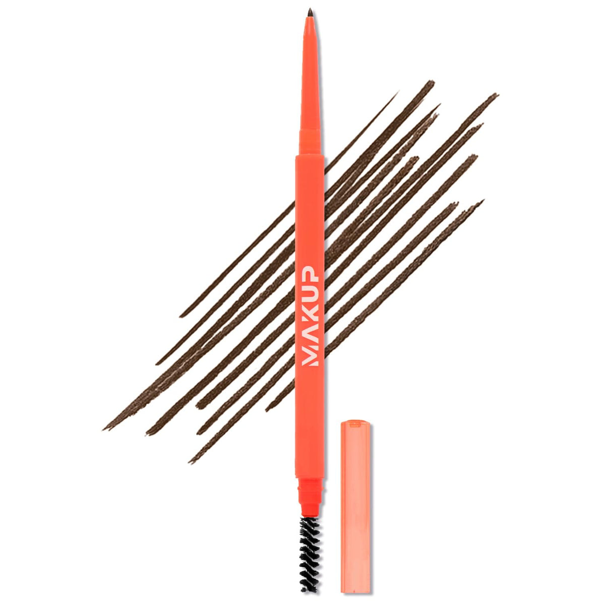 Makup Beauty Skinny Brow front packaging shows slim pencil and dual-ended design, precise shaping benefit