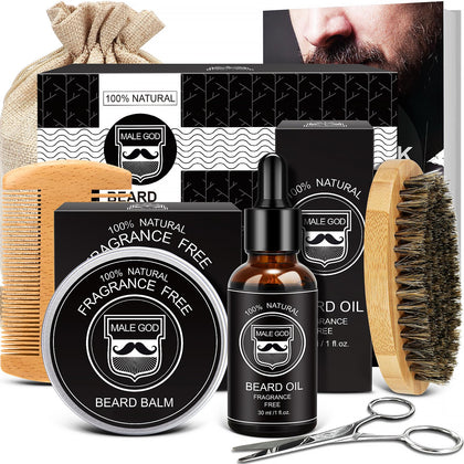 MALE GOD front packaging showing complete beard kit, perfect gift presentation