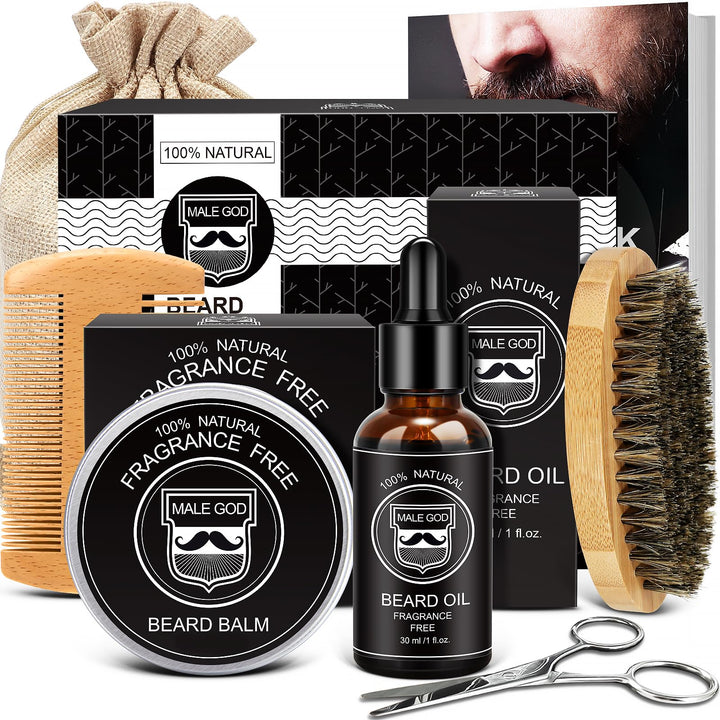 MALE GOD front packaging showing complete beard kit, perfect gift presentation