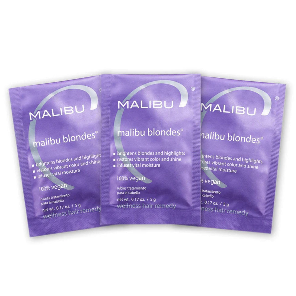 Malibu C front view of three packets showing compact travel benefit