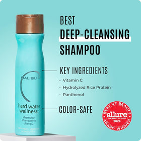 Malibu C conditioner being poured to restore moisture and smoothness