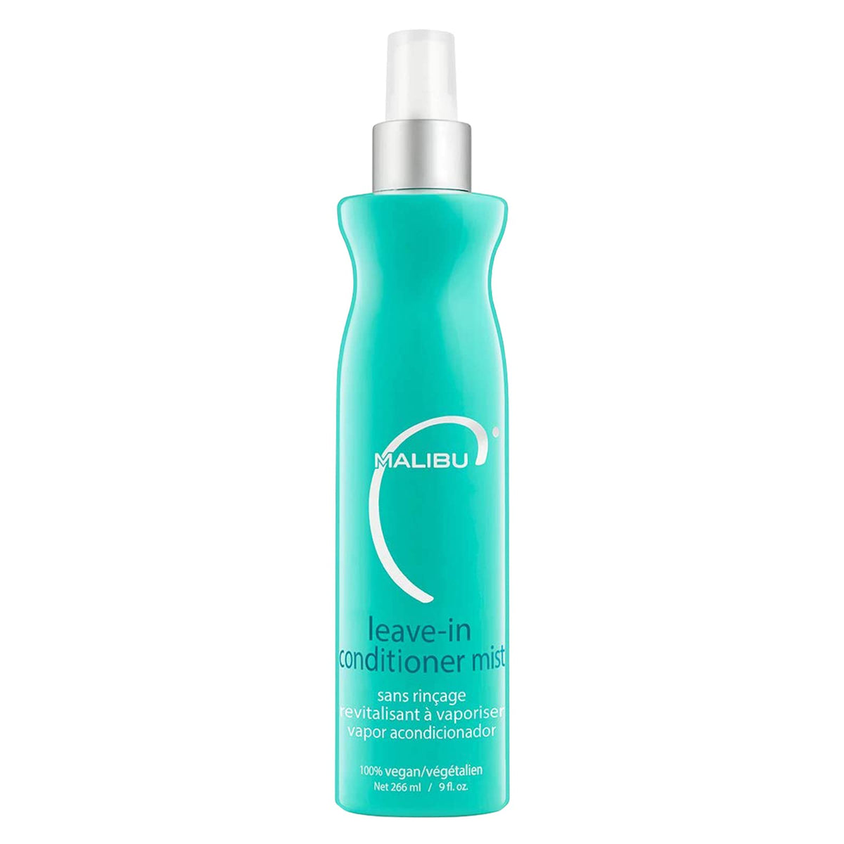Malibu C front packaging of 9oz leave in conditioner showing bottle and branding benefit lightweight protection