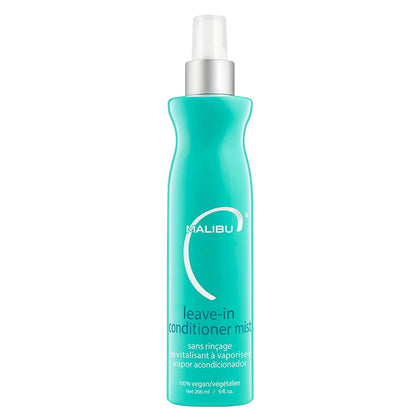 Malibu C front packaging of 9oz leave in conditioner showing bottle and branding benefit lightweight protection
